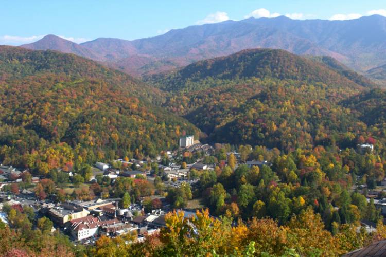 View of mountains from Gatlinburg sky lift.