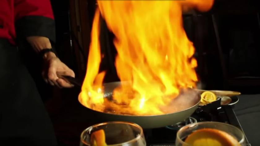 Close up of food getting cooked.