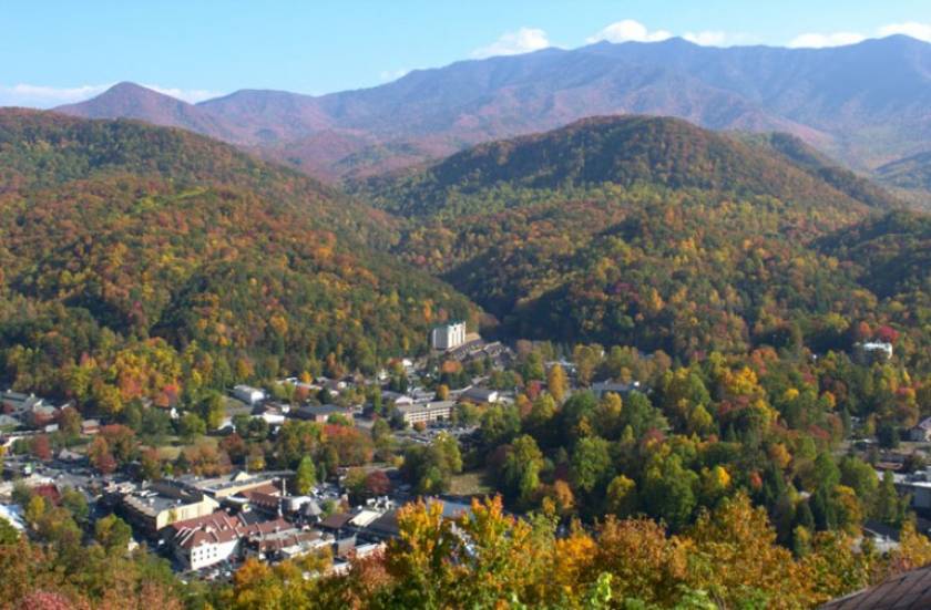 View of the smoky mountains.